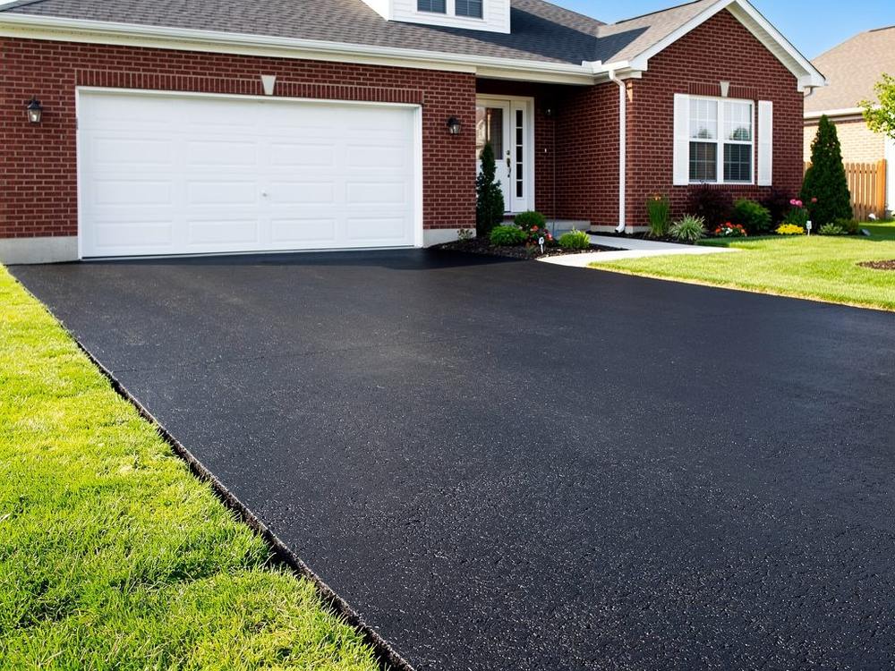 new asphalt driveway paved at a Louisville, KY home