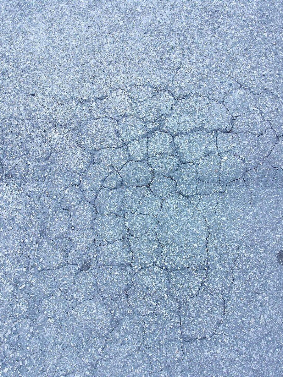Cracked, alligatored asphalt on an aging driveway in the Louisville area